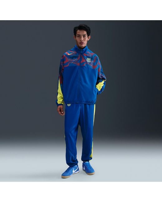 Nike Blue Fc Barcelona Starting 5 Fourth Soccer Woven Jacket for men