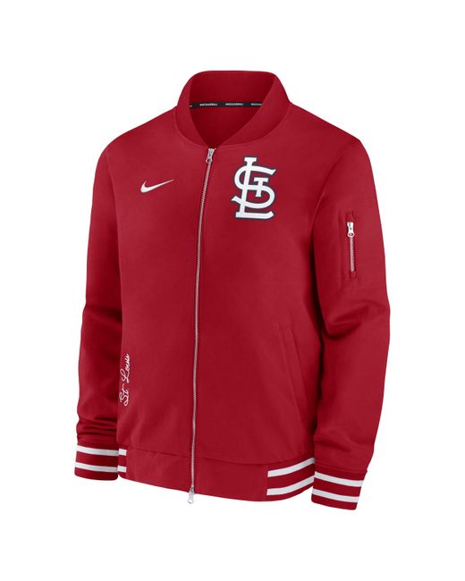 Nike Red St. Louis Cardinals Authentic Collection Mlb Full-zip Bomber Jacket for men