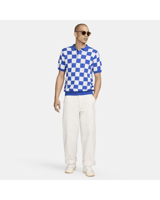 Nike Blue Sportswear Club Checkers Polo for men