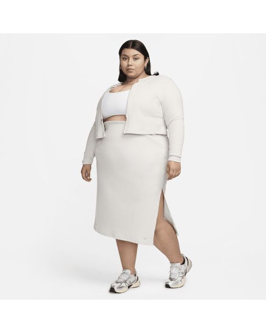 Nike Natural Sportswear Chill Knit Slim Midi Ribbed Skirt (plus Size)