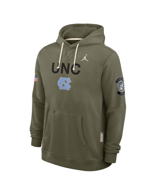 Nike Green North Carolina 2025 Military Appreciation Brand Dri-Fit College Pullover Hoodie for men