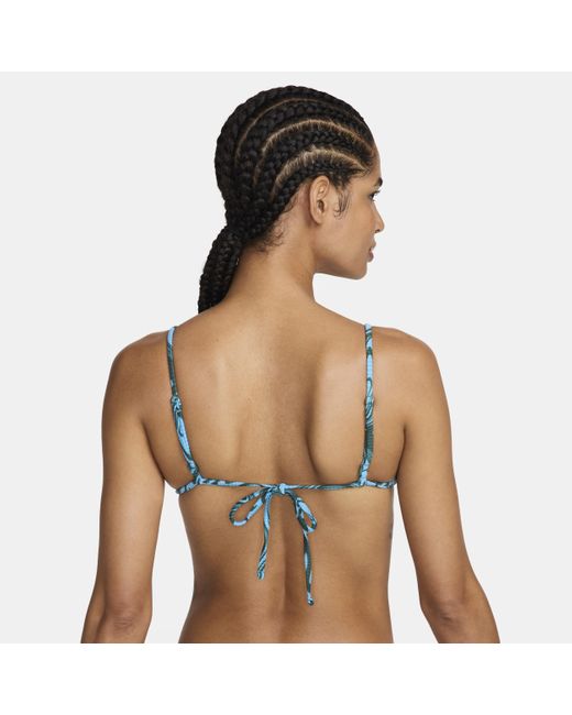 Nike Blue Swim Swirl String Bikini Top