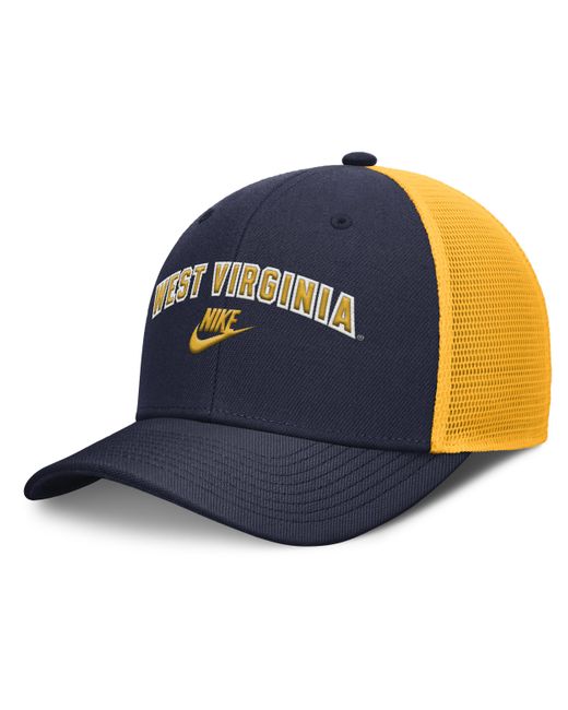 Nike Blue West Virginia Legacy Arch Rise Dri-Fit College Trucker Adjustable Hat for men