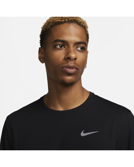 Nike Black Miler Dri-Fit Uv Long-Sleeve Running Top for men