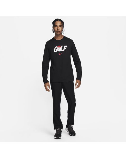 T-shirt da golf a manica lunga di Nike in Black da Uomo