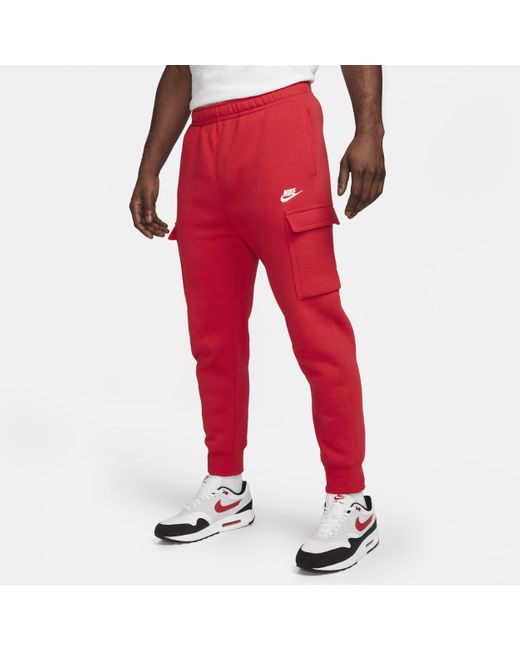 Nike Red Sportswear Club Fleece Cargo Pants for men