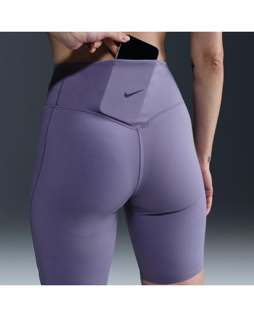 Nike Blue Universa Medium-Support High-Waisted 8" Biker Shorts With Pockets