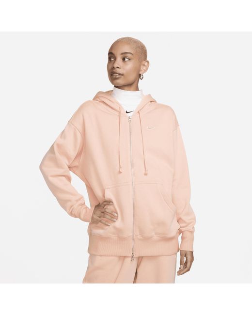 Nike Sportswear Phoenix Fleece Oversized Full-zip Hoodie In Pink