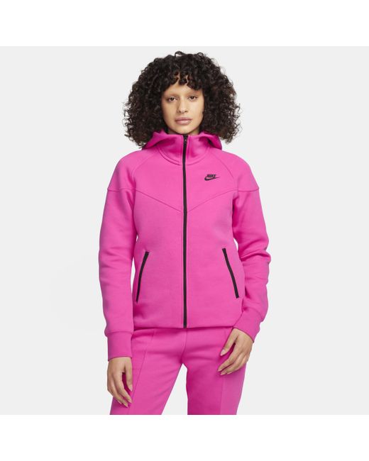 Felpa con cappuccio e zip a tutta lunghezza sportswear tech fleece windrunner di Nike in Pink