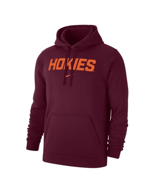Nike Red Virginia Tech Club Fleece College Pullover Hoodie for men