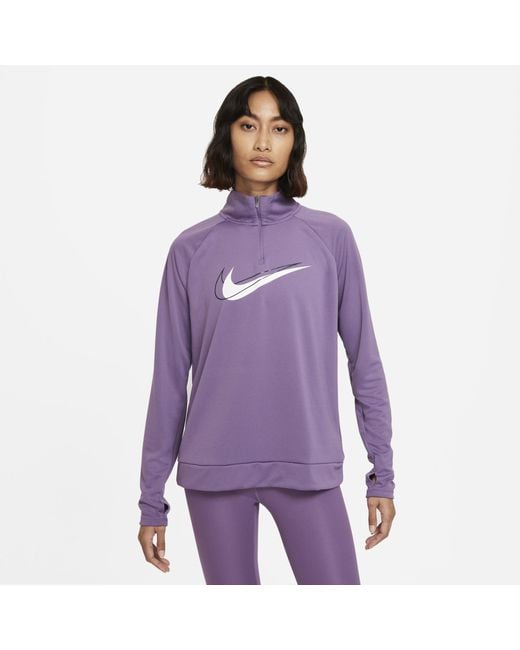 Articulatie Desillusie climax Nike Dri-fit Swoosh Run 1/2-zip Running Midlayer Purple | Lyst Australia