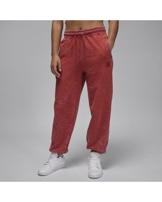 Nike Red Jordan Flight Fleece Washed Fleece Trousers Polyester
