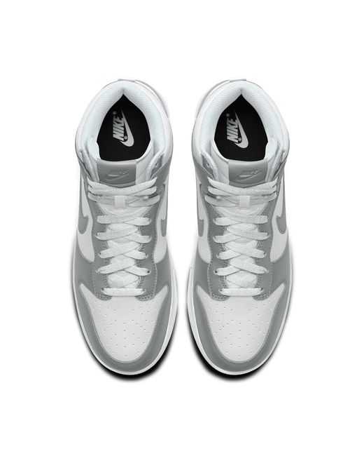 Nike Gray Dunk High By You Custom Shoes Leather for men