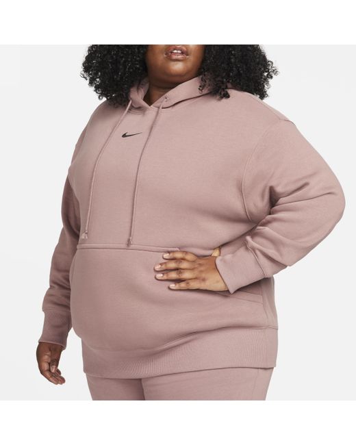 Nike Brown Sportswear Phoenix Fleece Oversized Pullover Hoodie (plus Size)