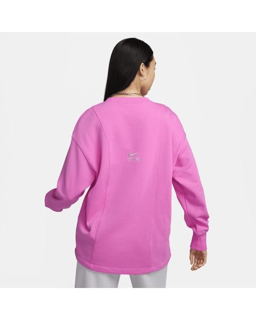 Nike Purple Air Over-oversized Crew-neck French Terry Sweatshirt Polyester
