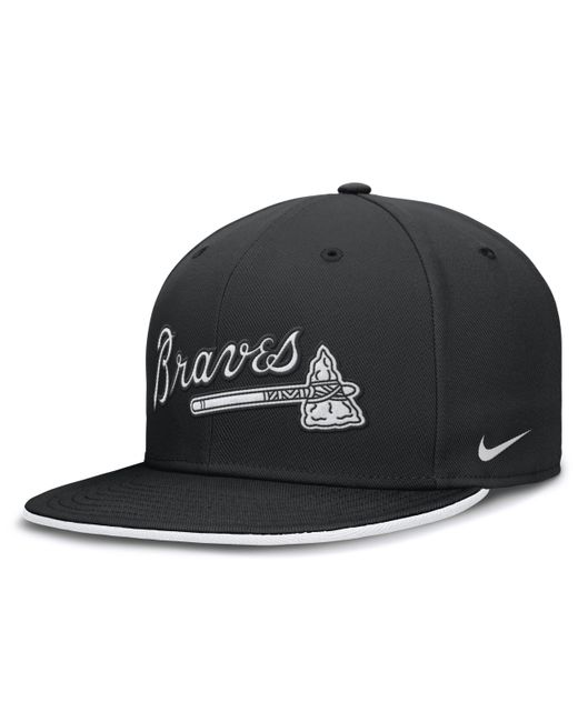 Nike Black Atlanta Braves Primetime True Dri-fit Mlb Fitted Hat for men