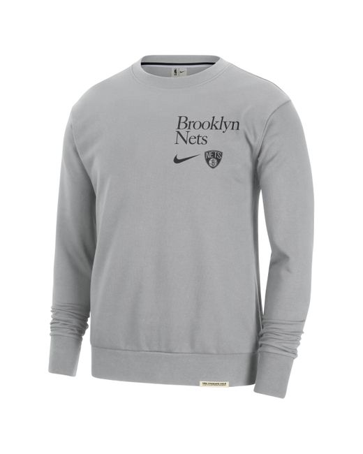 Nike Gray Brooklyn Nets Standard Issue Dri-fit Nba Crew-neck Sweatshirt for men