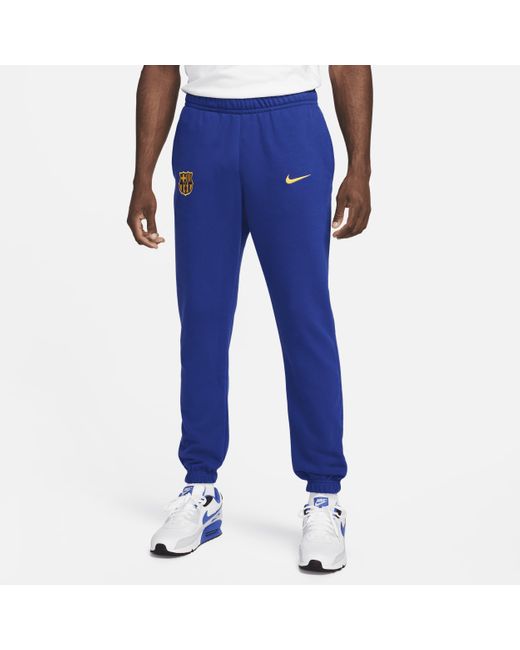 Nike Blue F.c. Barcelona Club Football French Terry Pants Cotton for men
