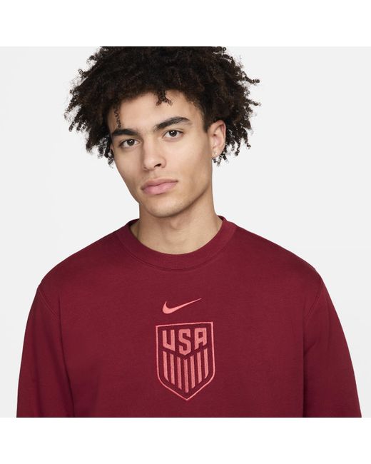 Nike Red Usmnt Club Soccer Crew-neck Sweatshirt for men