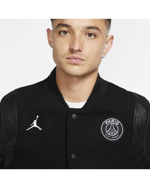 Nike Psg Varsity Jacket in Black for Men | Lyst UK