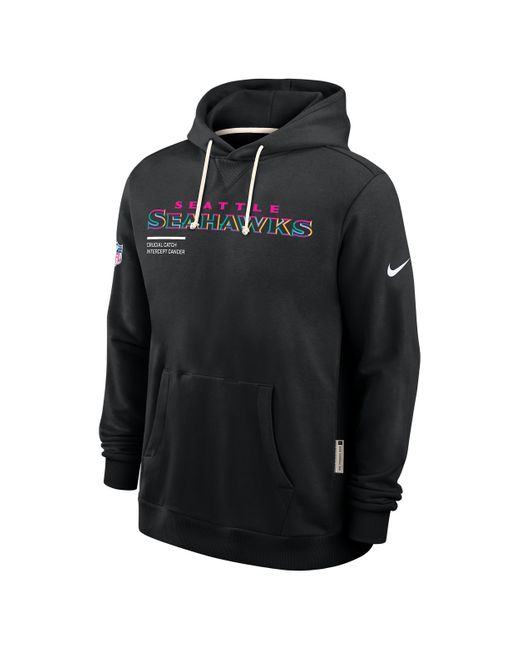 Nike Black Seattle Seahawks Crucial Catch Sideline Dri-Fit Nfl Pullover Hoodie for men