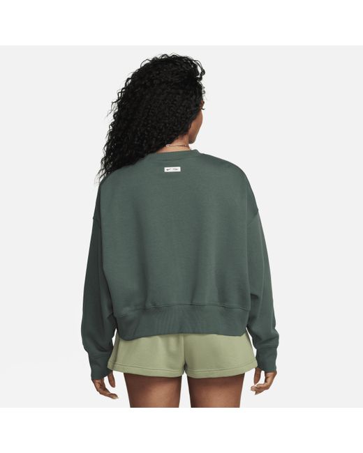 Nike Green Sportswear Phoenix Fleece Oversized Cropped Crew-neck Sweatshirt