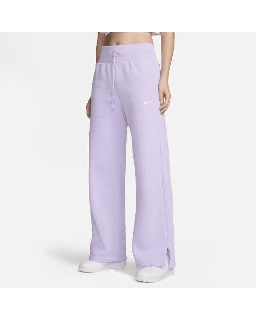Nike Purple Sportswear Phoenix Fleece High-waisted Wide-leg Tracksuit Bottoms