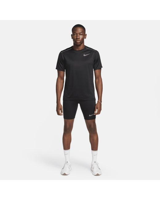 Nike Blue Fast Dri-Fit Brief-Lined Running 1/2-Length Tights for men