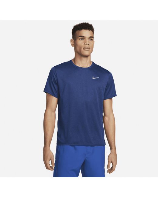 Nike Miler Dri-fit Uv Short-sleeve Running Top in Blue for Men | Lyst  Australia