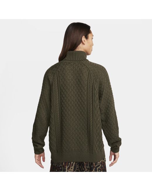 Nike Life Cable Knit Turtleneck Sweater in Green for Men | Lyst UK