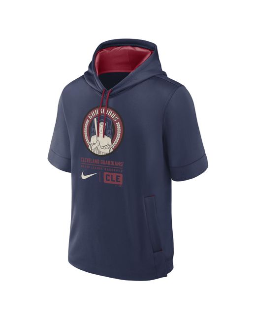Nike Blue Cleveland Guardians City Connect Mlb Short-sleeve Pullover Hoodie for men