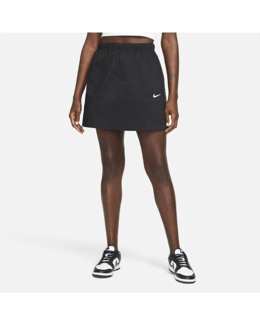 Nike Cotton Essential Woven High Rise Mini Skirt in Black,White (Black ...