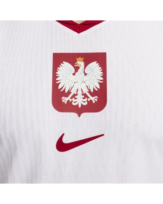 Nike White Poland 2024/25 Match Home Dri-fit Adv Football Authentic Short-sleeve Shirt for men