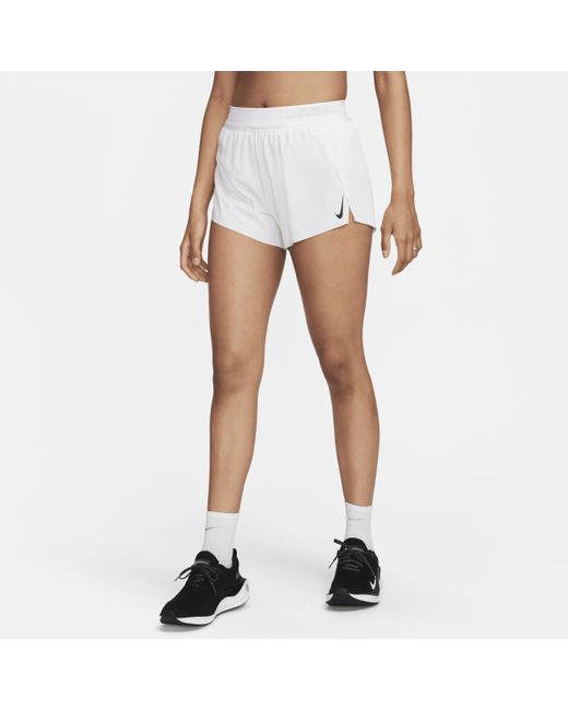 Nike White Aeroswift Dri-fit Adv Mid-rise Brief-lined 3" Running Shorts