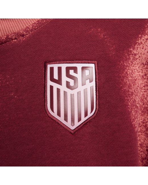 Nike Red Usmnt Phoenix Fleece Soccer Oversized 1/2-zip Crop Sweatshirt