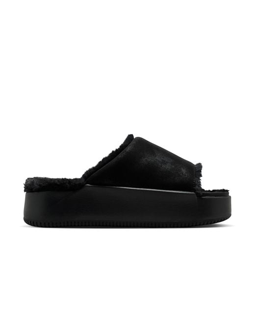 Nike Black Calm Elevation Fur Slides