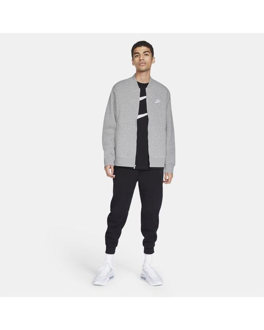 Nike Sportswear Club Fleece Bomber Jacket Grey in Grey for Men - Lyst