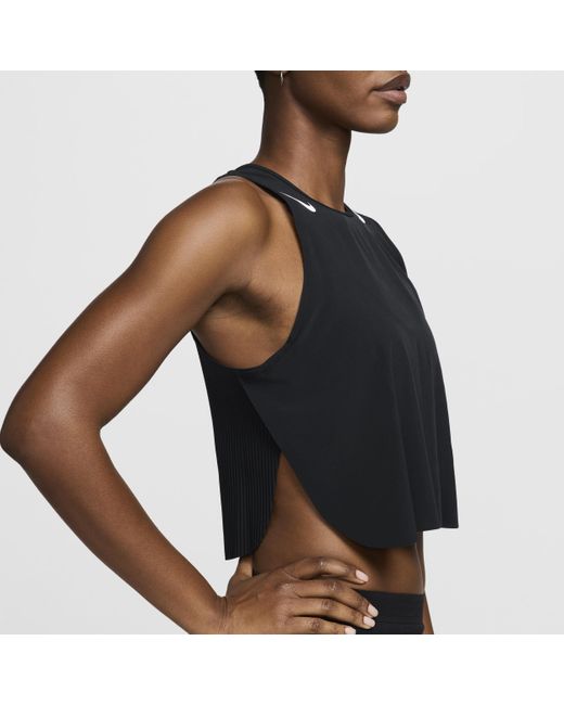 Nike Black Aeroswift Dri-fit Adv Cropped Running Tank Top Polyester