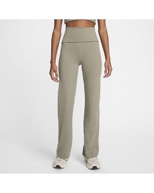 Nike One Dri-Fit Damesbroek Met Hoge, Omvouwbare Taille in het Green