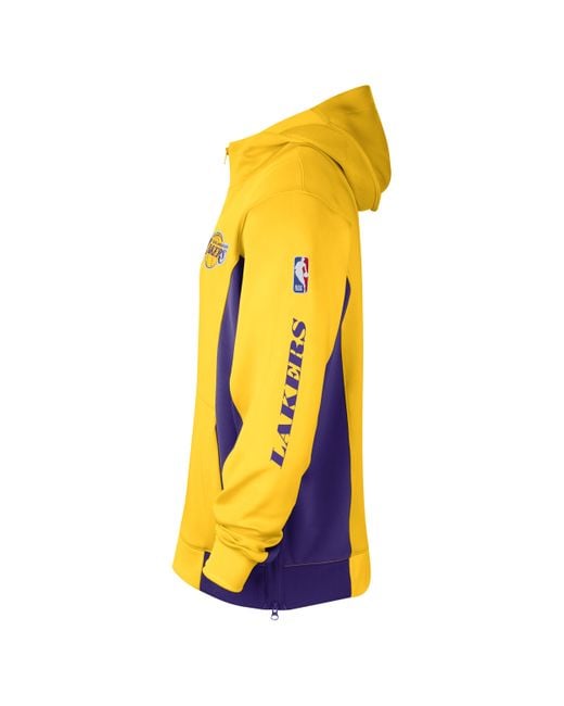Nike Yellow Los Angeles Lakers Showtime Dri-fit Nba Full-zip Hoodie 50% Recycled Polyester for men