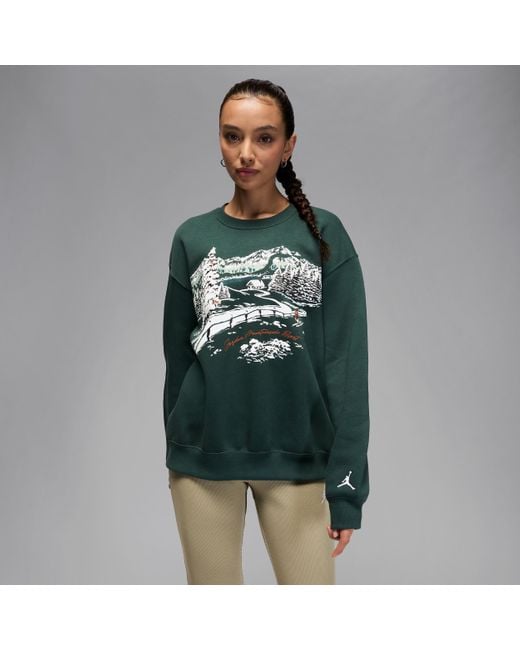 Nike Green Brooklyn Fleece Crew-Neck Sweatshirt