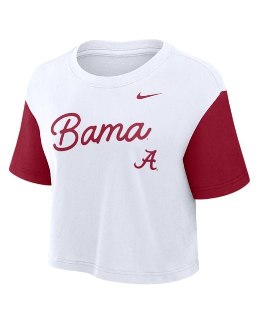 Nike Red Alabama Script Dri-Fit College Cropped T-Shirt