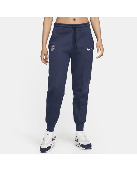 Nike Blue Paris Saint-germain Tech Fleece Football Mid-rise joggers