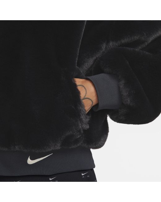 Nike Black Sportswear Reversible Faux Fur Bomber