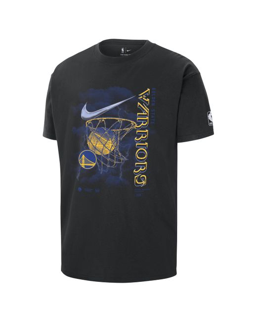 Nike Black Golden State Warriors Courtside Max90 Nba T-shirt Cotton for men