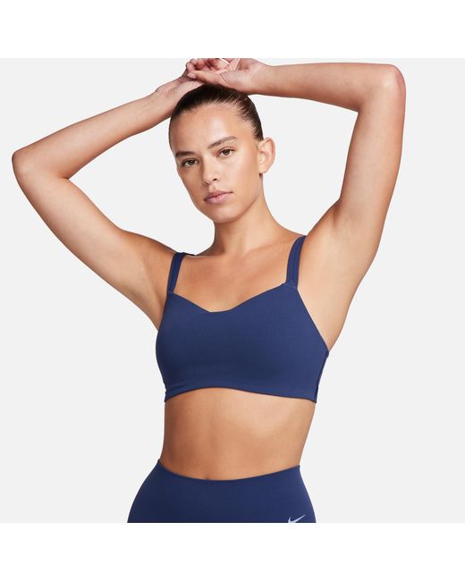 Nike Blue Zenvy Strappy Light-Support Padded Sports Bra