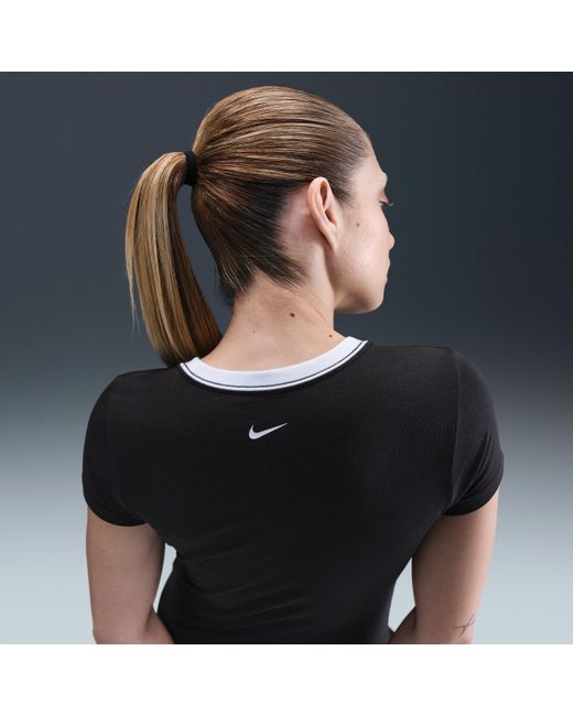 Nike Black Sportswear Chill Knit Slim Cropped Graphic T-Shirt