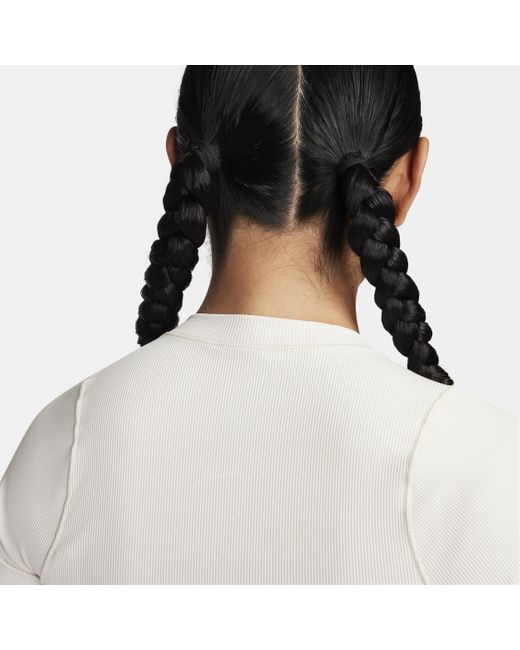 Nike White Zenvy Rib Dri-fit Short-sleeve Cropped Top