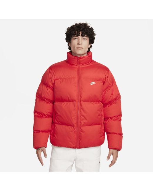 Nike Red Sportswear Club Puffer Jacket 50% Recycled Polyester for men