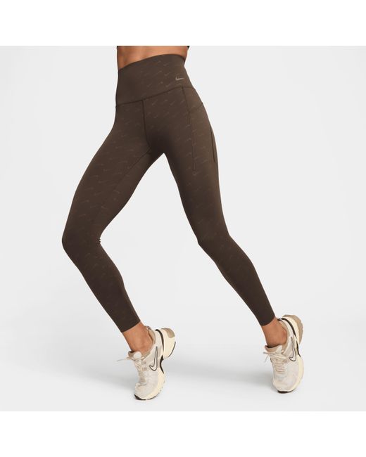 Nike Universa 7/8-legging Met Hoge Taille, Print, Zakken En Medium Ondersteuning in het Black